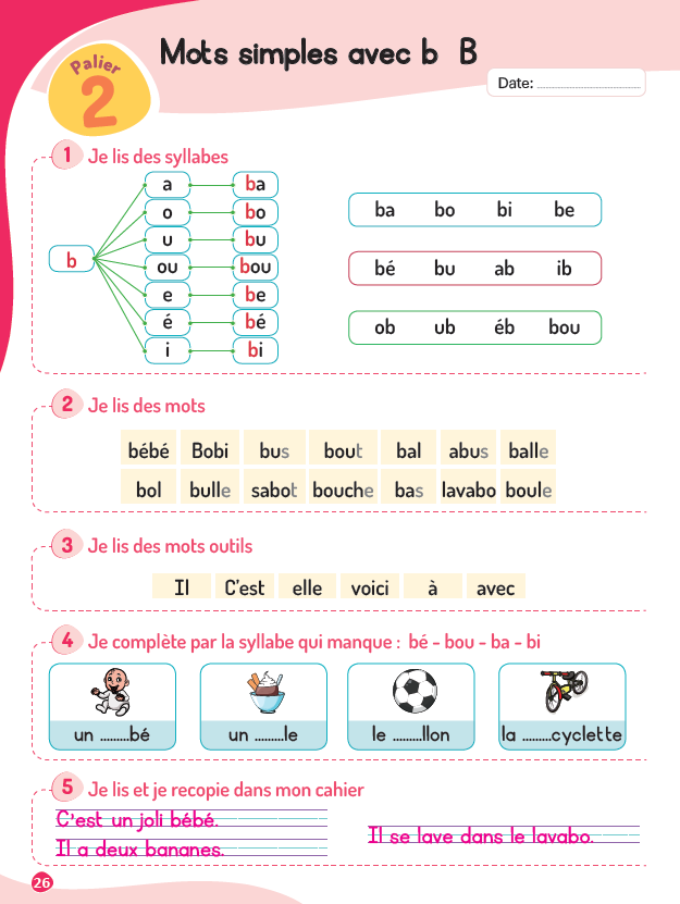 Mots simples avec b B
